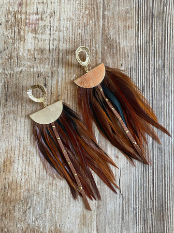 Peacock & Leather Earrings